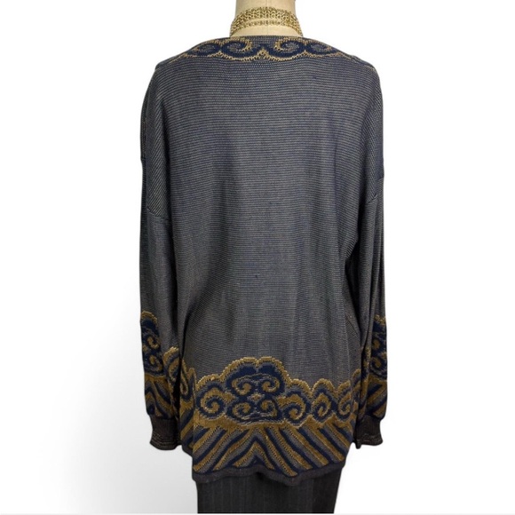 Nautical knit  blue and gold boat neck  long sleeve light weight sweater - Picture 11 of 11